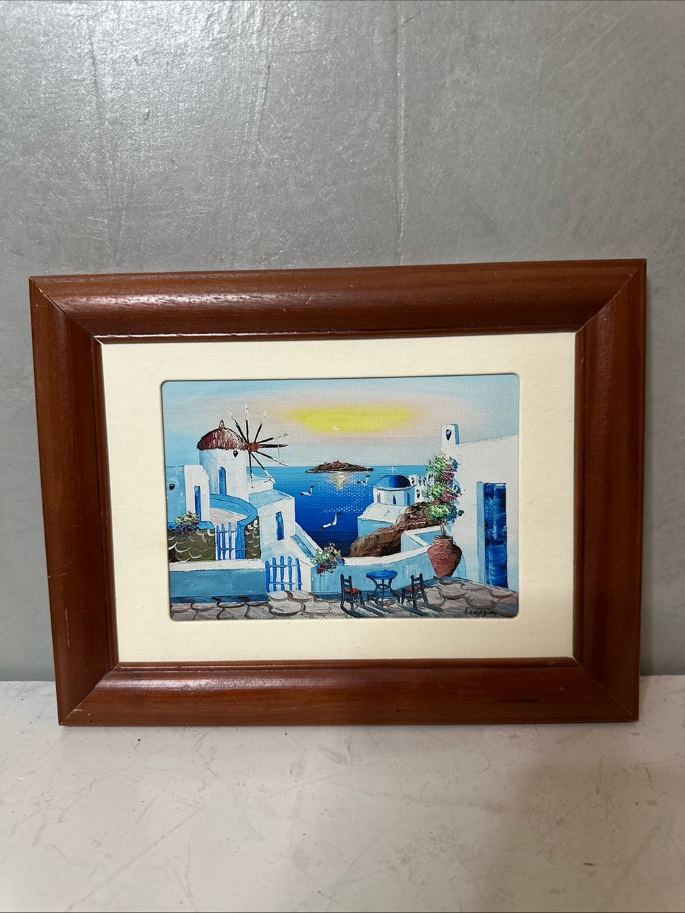 FRAMED GICLEE PRINT FROM GREECE VERANDA SEASCAPE SMALL